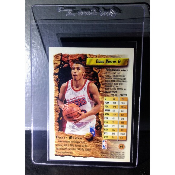1993-94 Topps Finest Dana Barros #69 Basketball Card - Picture 2 of 2